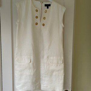 J Crew White Linen Cap Sleeve Shift Dress Size 8